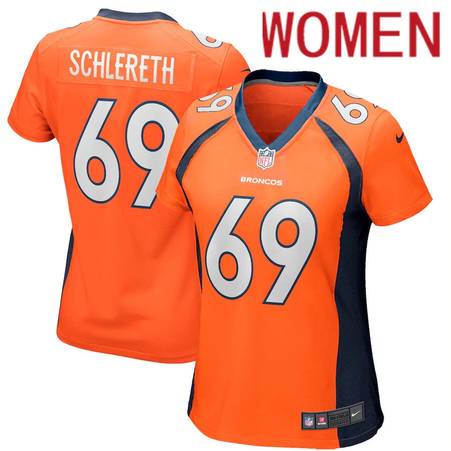 Women Denver Broncos #69 Mark Schlereth Nike Orange Game Retired Player NFL Jersey->women nfl jersey->Women Jersey